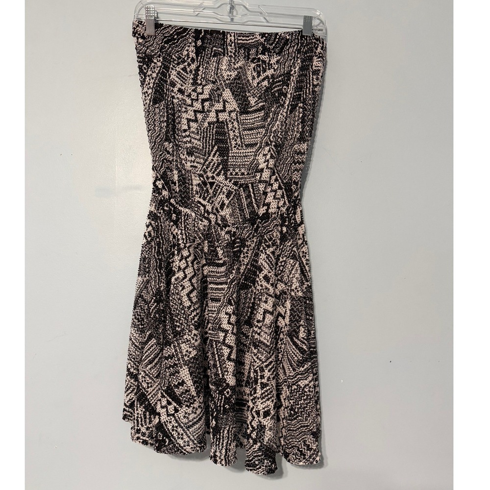 Jordan Taylor Women's Large Black White Geometric Strapless Mini Tube Dress 2259
